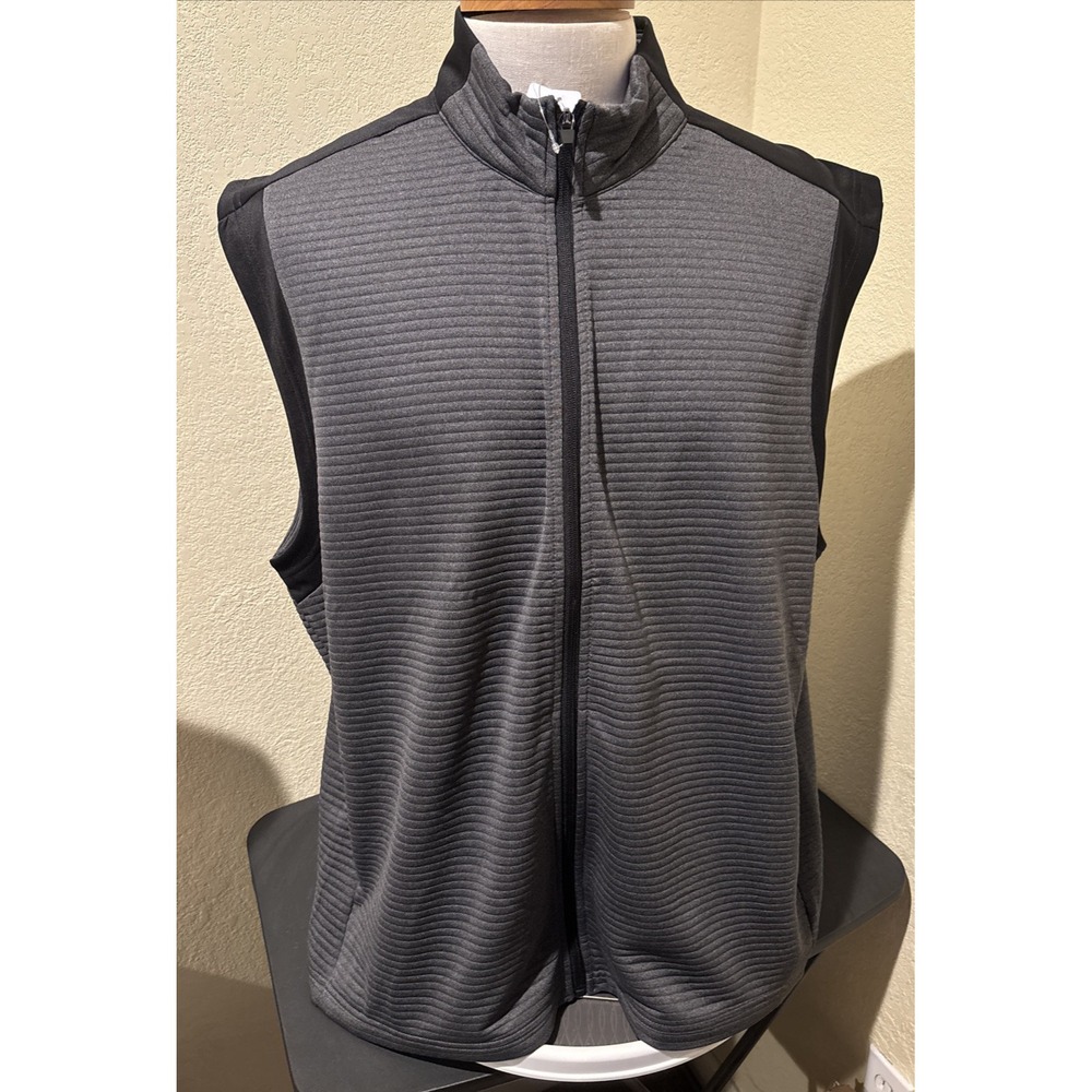 Grand Slam Performance Mens Full Zip Golf Vest XXL Gray/Black Zip Pockets